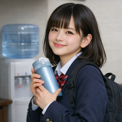 ウォーターサーバーを使う女子生徒